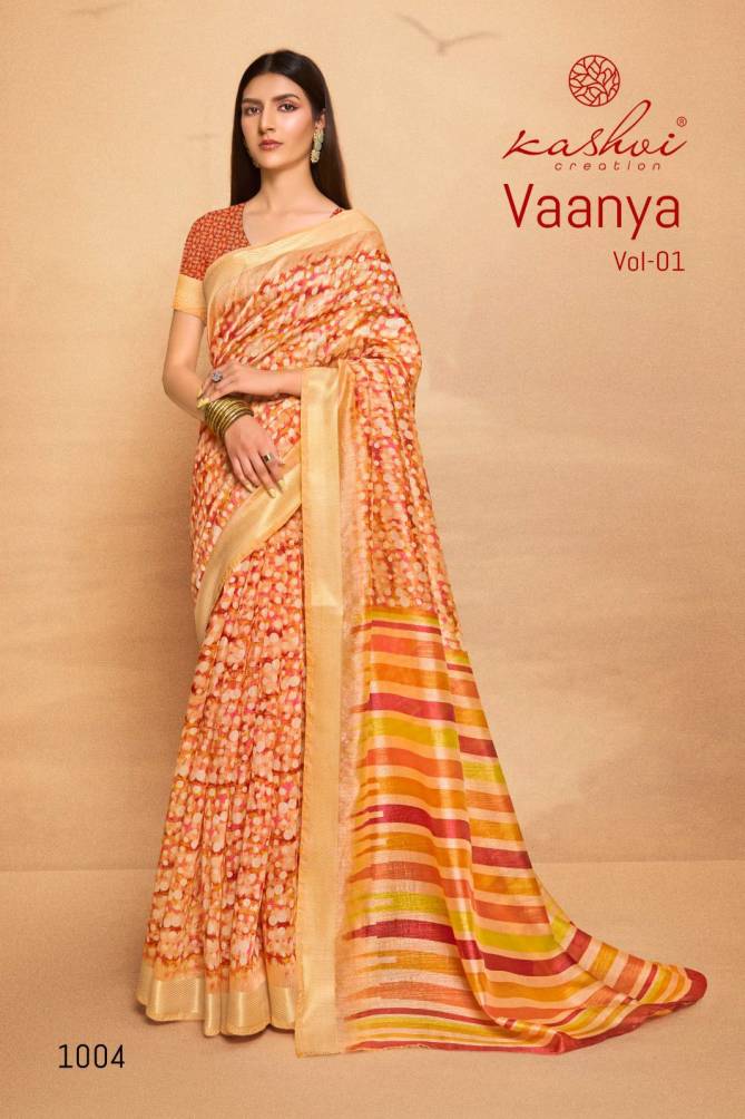 Vaanya Vol 1 By Kashvi Crystal Dobby Printed Sarees Wholesale Market In Surat With Price